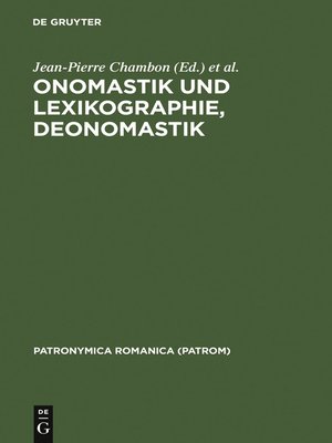 cover image of Onomastik und Lexikographie. Deonomastik